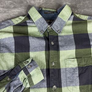 Eddie Bauer Flannel Shirt Mens LT Blue Green Plaid 100% Cotton Large Tall